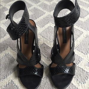 Ann Taylor faux snakeskin black heels size 7.5